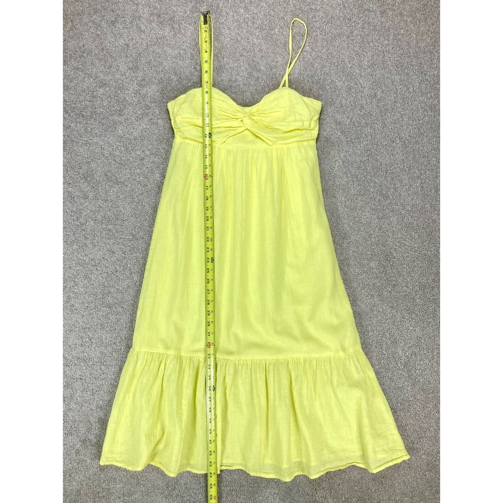 Banana Republic Linen Tiered Maxi Dress Womens 4 Yellow Smocked Resortwear Chic - Picture 9 of 11